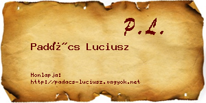 Padács Luciusz névjegykártya